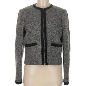 L.K. BENNETT London JK Holly Tweed Blazer Grey Black Cropped Wool Blend 8 UK 12
